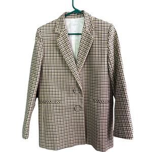 Sandro Paris Blazer Jacket Mens 38 Plaid Long Sleeves‎ Yellow Business Academia